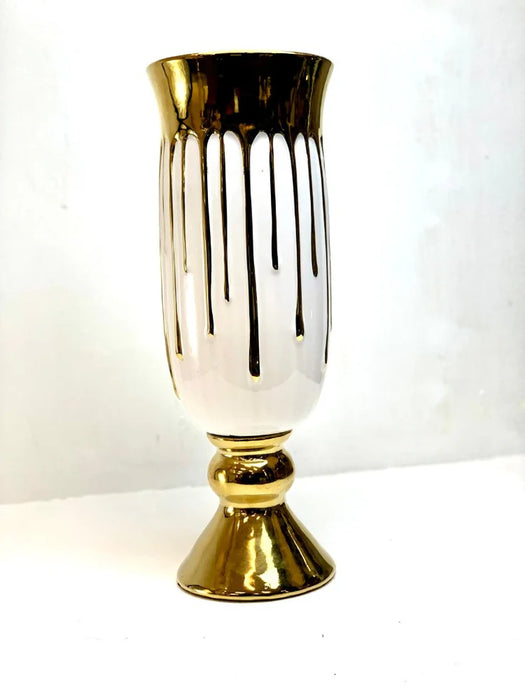 White and Gold Vases Set of 3