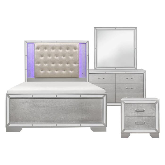 Aveline 4 Piece Queen Bedroom Set In Silver 1428Sv-1*4 | Homelegance