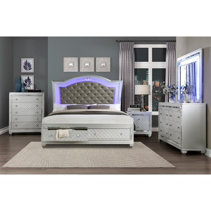 Leesa 6 Piece Eastern King Platform Bedroom Set In Silver 1430K-1Ek*6 | Homelegance