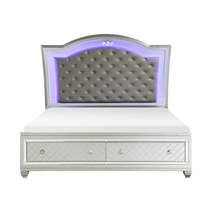 Leesa Queen Platform Bed With Footboard Storage In Silver 1430-1* | Homelegance