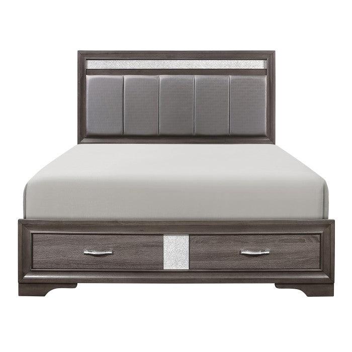 Luster Queen Platform Bed With Footboard In Gray 1505-1* | Homelegance