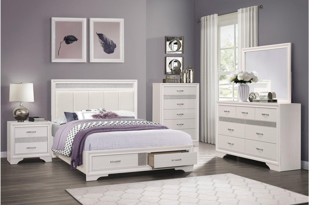 Luster 3 Piece Queen Platform Bedroom Set In White 1505W-1-3Set | Homelegance