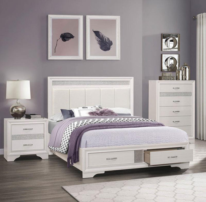 Luster 3 Piece Queen Platform Bedroom Set In White 1505W-1-3Set | Homelegance