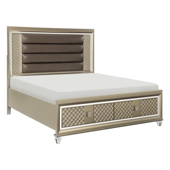 Loudon Eastern King Platform Bed With Led Lighting And Storage Footboard In Bronze 1515K-1Ek* | Homelegance