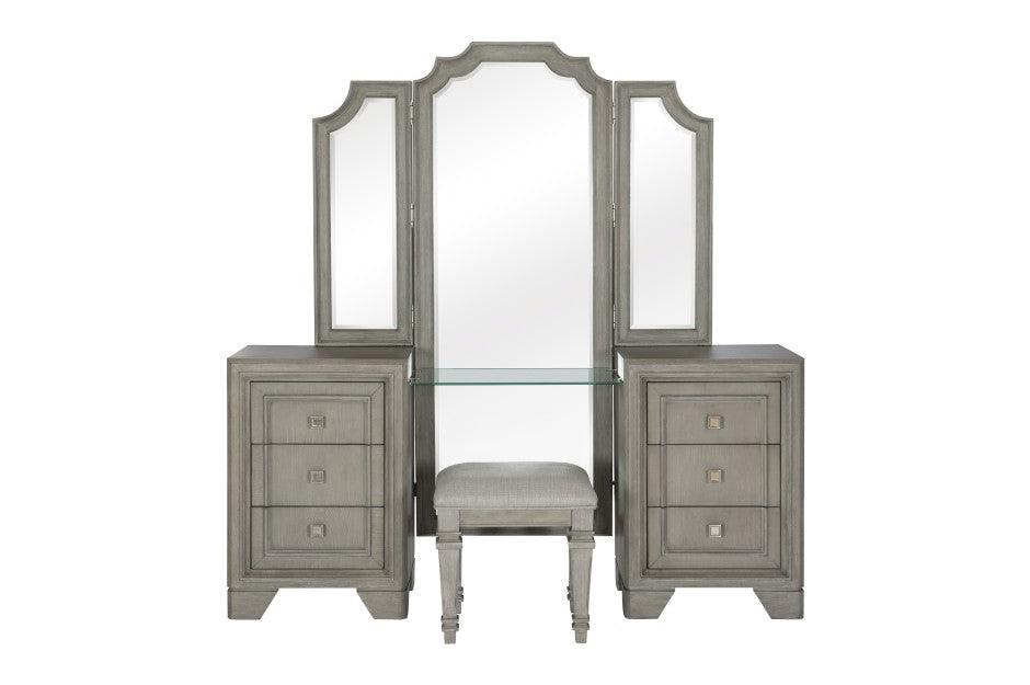 Colchester Vanity Dresser With Mirror In Driftwood Gray 1546-15* | Homelegance