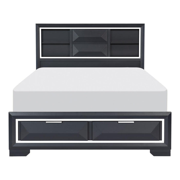 Rosemont Queen Platform Bed In Midnight Blue 1553-Q | Homelegance