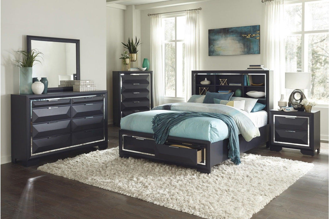 Rosemont 3 Piece Queen Platform Bedroom Set In Midnight Blue 1553-Q-3Set | Homelegance