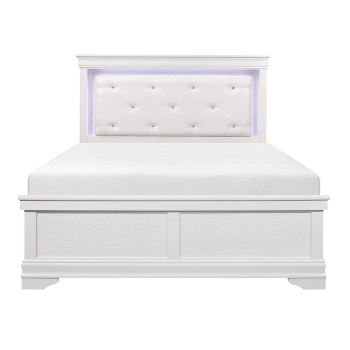 Lana Queen Bed With Led Lighting In White 1556W-1* | Homelegance