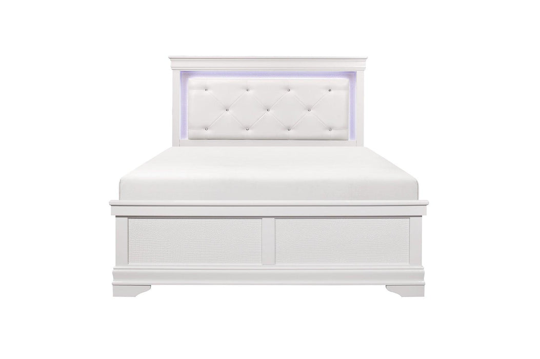 Lana Queen Bed With Led Lighting In White 1556W-1* | Homelegance