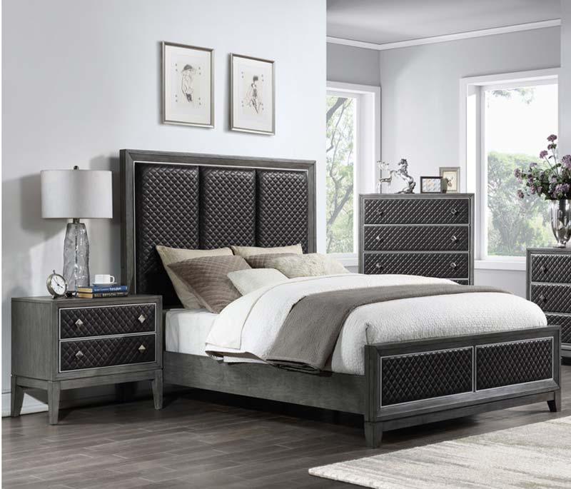West End 3 Piece Queen Bedroom Set In Wire-Brushed Gray 1566Gy-1-3Set | Homelegance