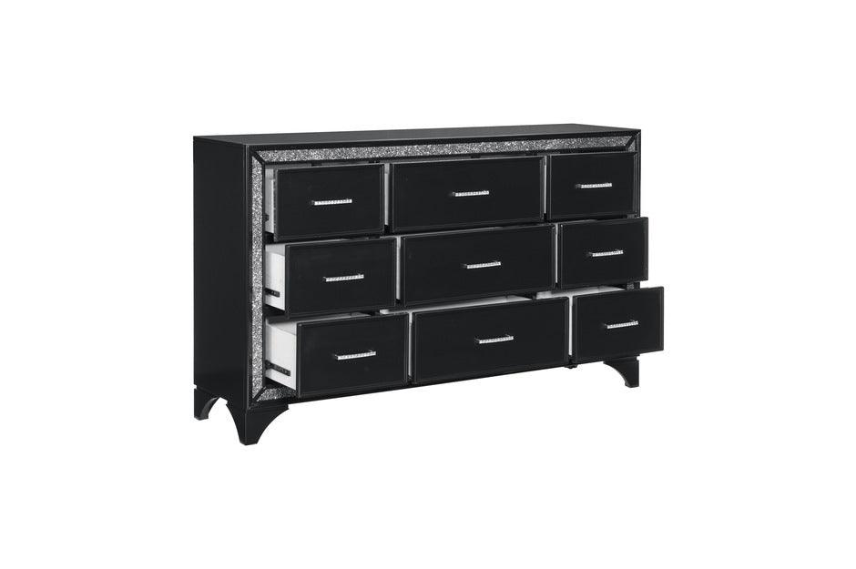 Salon Dresser And Mirror In Pearl Black Metallic 1572Bk-Dm | Homelegance