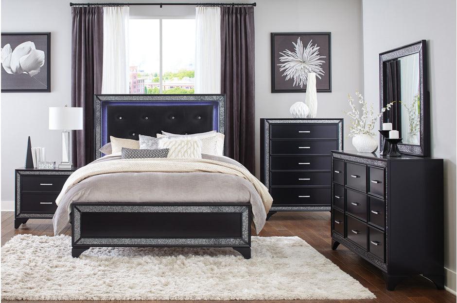 Salon Queen Bed In Pearl Black Metallic 1572Bk-1Q | Homelegance