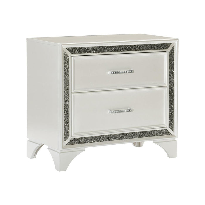 Salon Nightstand In Pearl White Metallic 1572W-4 | Homelegance