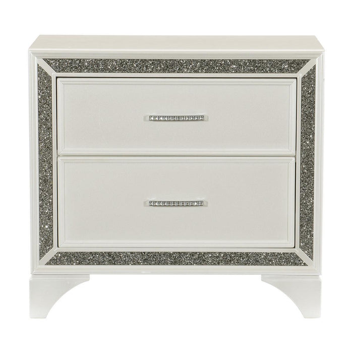 Salon Nightstand In Pearl White Metallic 1572W-4 | Homelegance