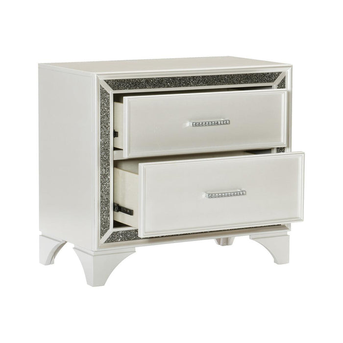 Salon Nightstand In Pearl White Metallic 1572W-4 | Homelegance