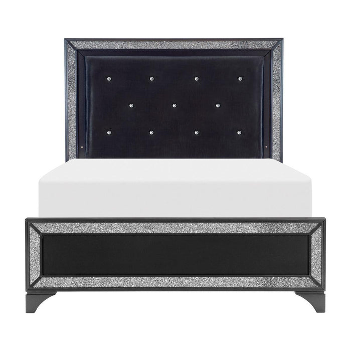 Salon Queen Bed In Pearl Black Metallic 1572Bk-1Q | Homelegance