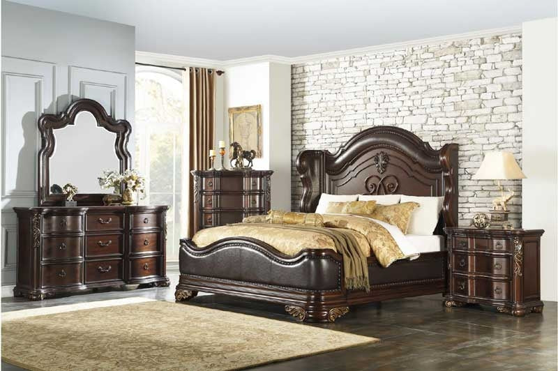 Royal Highlands 4 Piece Queen Bedroom Set In Rich Cherry 1603-1-4 | Homelegance