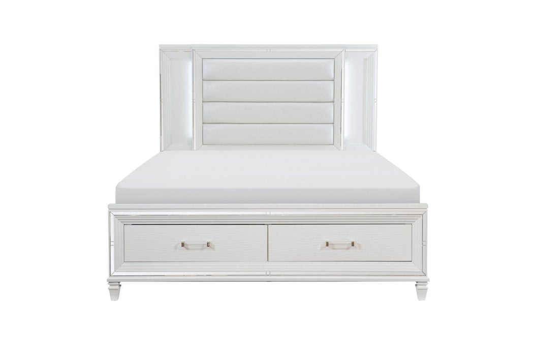 Tamsin Queen Platform Bed With Led Lighting And Footboard Storage In White 1616W-1* | Homelegance