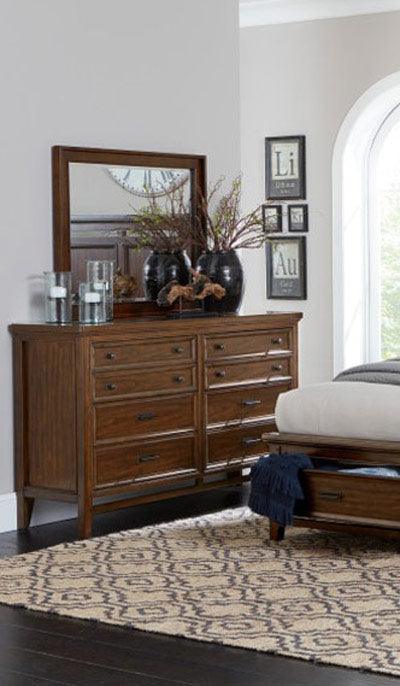 Frazier Park Dresser With Mirror In Brown Cherry 1649-Dm | Homelegance