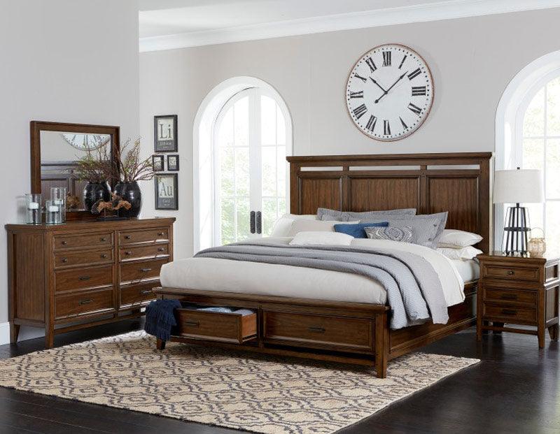 Frazier Park 6 Piece Eastern King Platform Storage Bedroom Set In Brown Cherry 1649K-1Ek-6Set | Homelegance