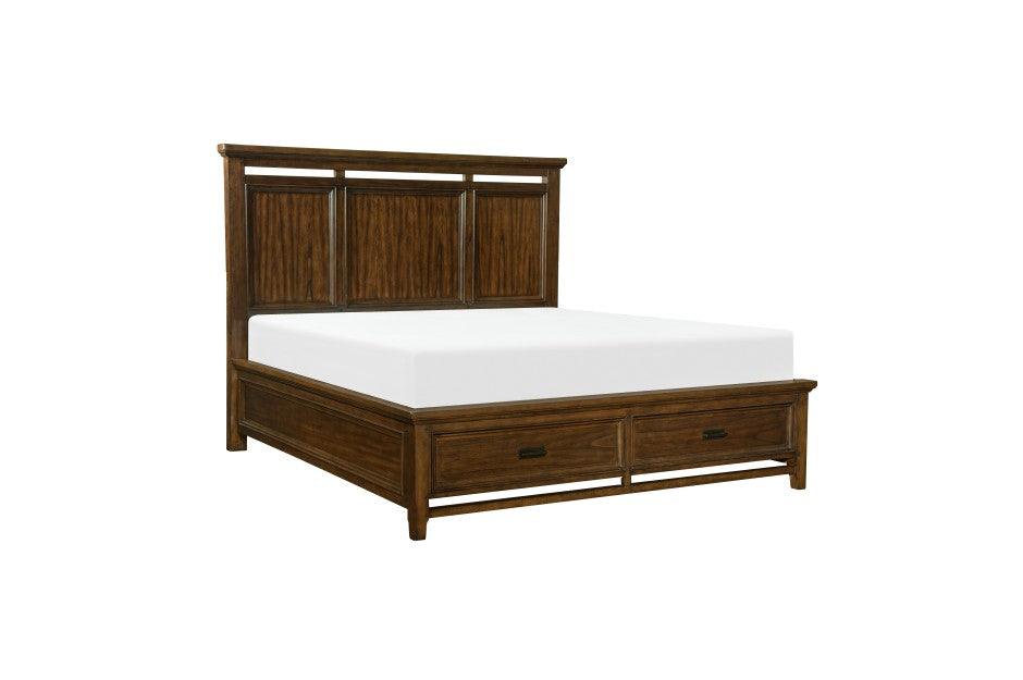 Frazier Park Queen Platform Bed With Footboard Storage In Brown Cherry 1649-1* | Homelegance