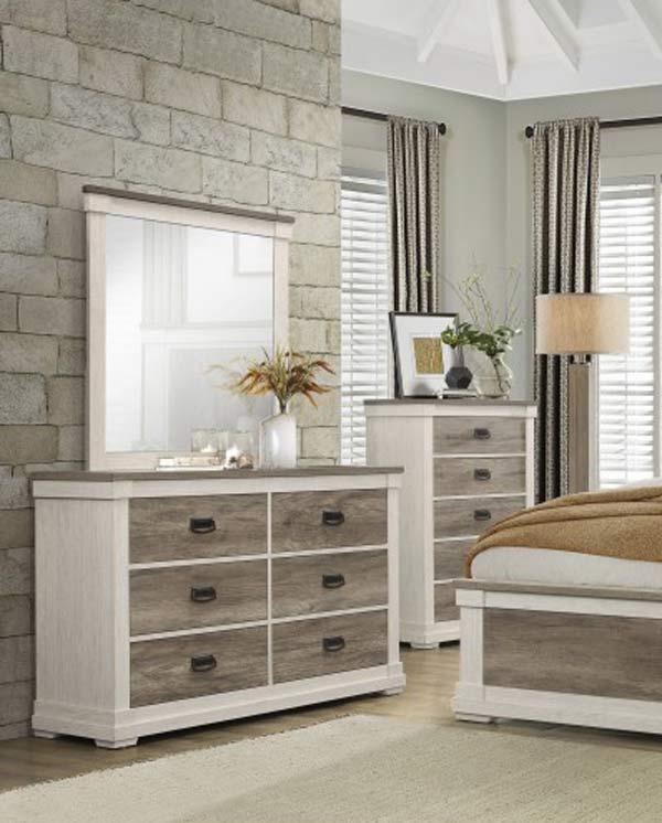 Arcadia Dresser With Mirror In Weathered Gray 1677-6-Dm | Homelegance