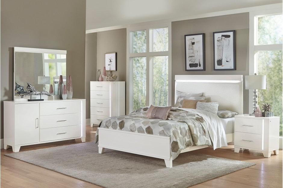 Kerren 6 Piece Eastern King Bedroom Set In White High Gloss 1678Wk-1Ek-6Set | Homelegance