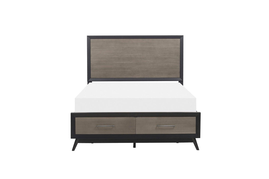 Raku Queen Platform Bed With Footboard Storage In Gray And Black 1711-1* | Homelegance