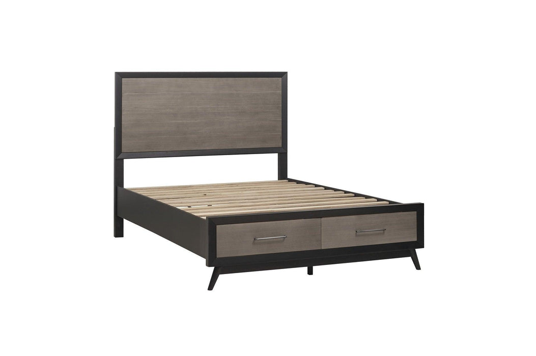 Raku Eastern King Platform Bed With Footboard Storage In Gray And Black 1711K-1Ek* | Homelegance