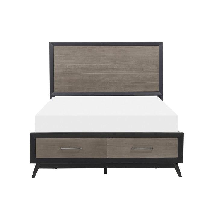 Raku Eastern King Platform Bed With Footboard Storage In Gray And Black 1711K-1Ek* | Homelegance