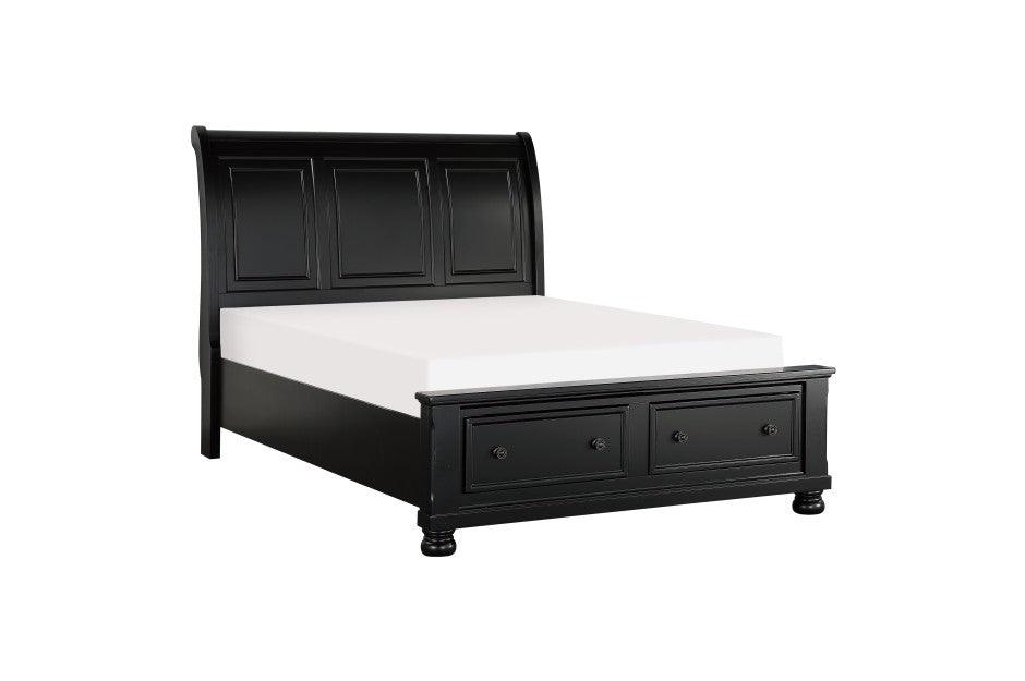 Laurelin Queen Sleigh Platform Bed With Footboard Storage In Black 1714Bk-1* | Homelegance