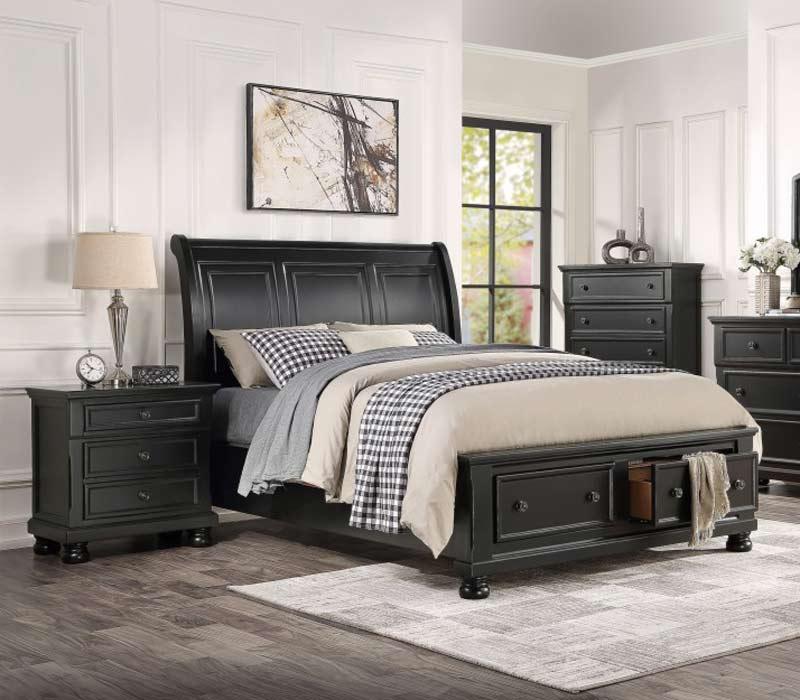Laurelin 3 Piece Queen Platform With Storage Bedroom Set In Black 1714Bk-1-3Set | Homelegance