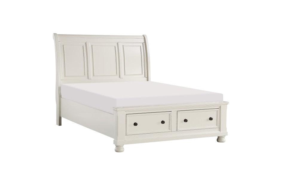 Laurelin Queen Sleigh Platform Bed With Footboard Storage In White 1714W-1* | Homelegance