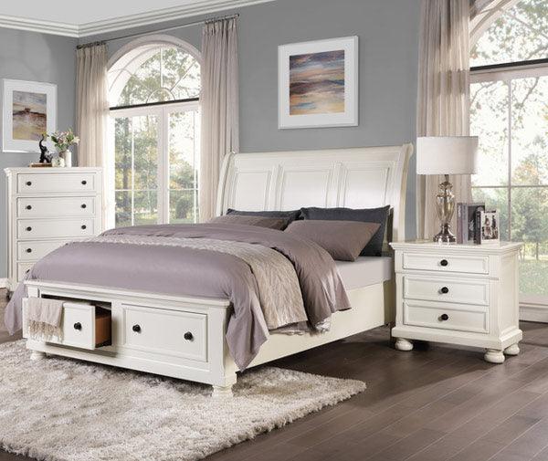 Laurelin 3 Piece Eastern King Platform With Storage Bedroom Set In White 1714Kw-1Ek-3Set | Homelegance