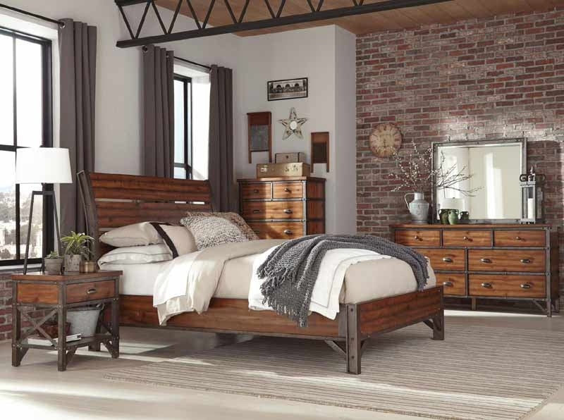 Holverson Brown Milk Crate 3 Piece Eastern King Sleigh Bedroom Set 1715K-1Ek-3 | Homelegance