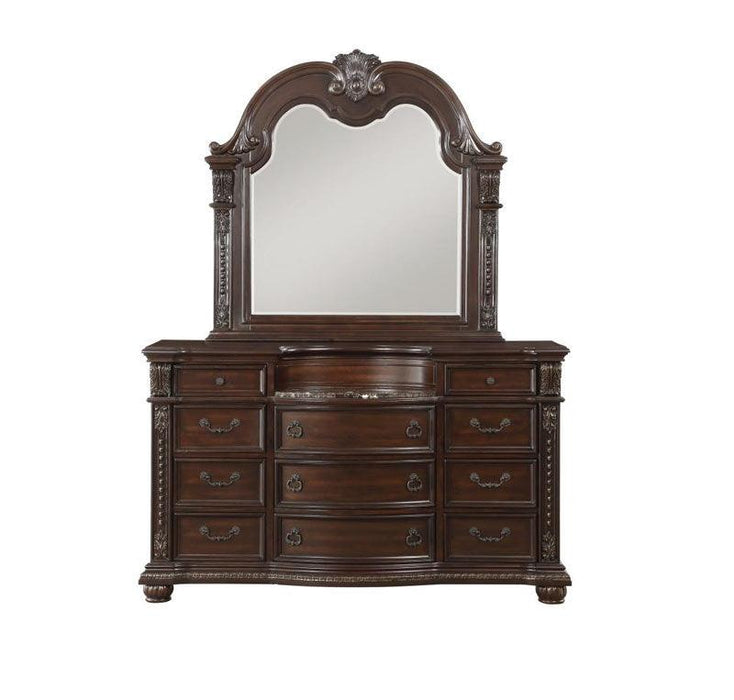 Cavalier Dark Cherry Dresser And Mirror Set 1757-5-6 | Homelegance