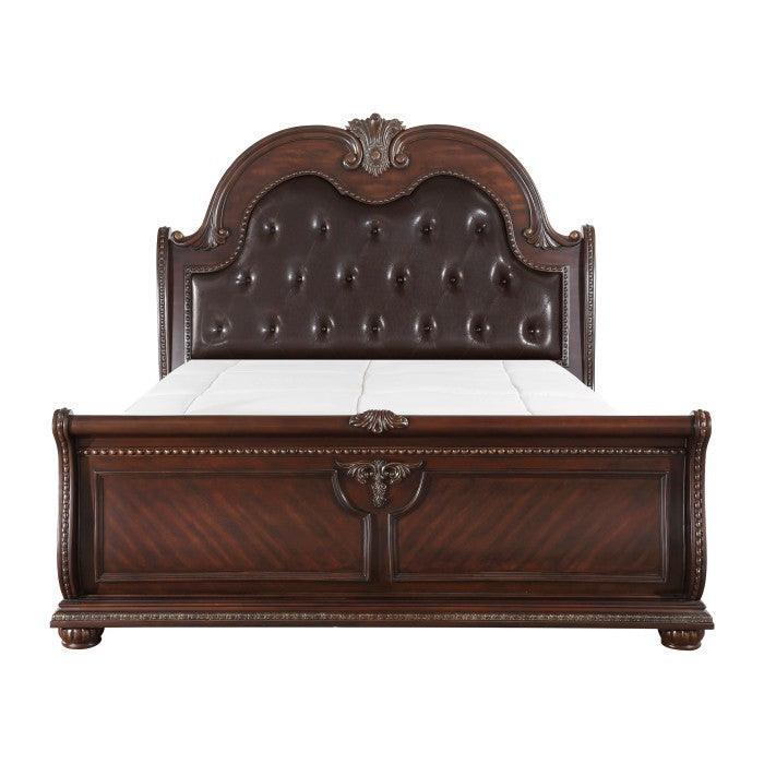 Cavalier Dark Cherry Eastern King Sleigh Bed 1757K-1Ek | Homelegance