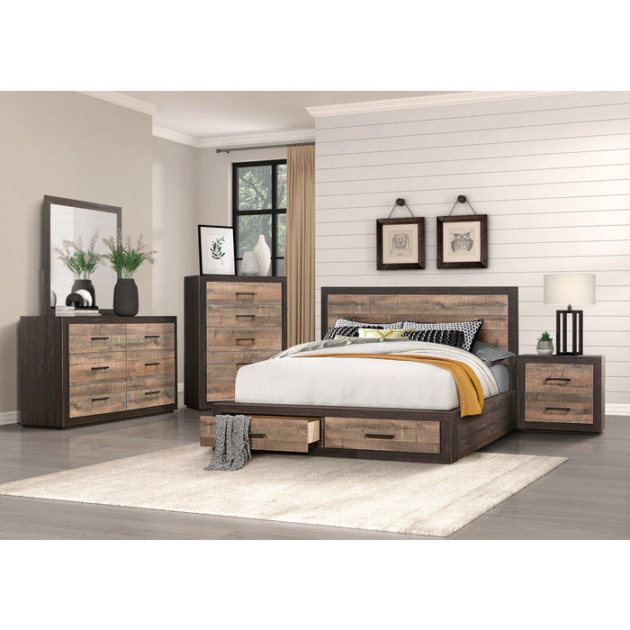 Miter Mahogany And Ebony 4 Piece Eastern King Platform Storage Bedroom Set 1762K-1Ek-4 | Homelegance