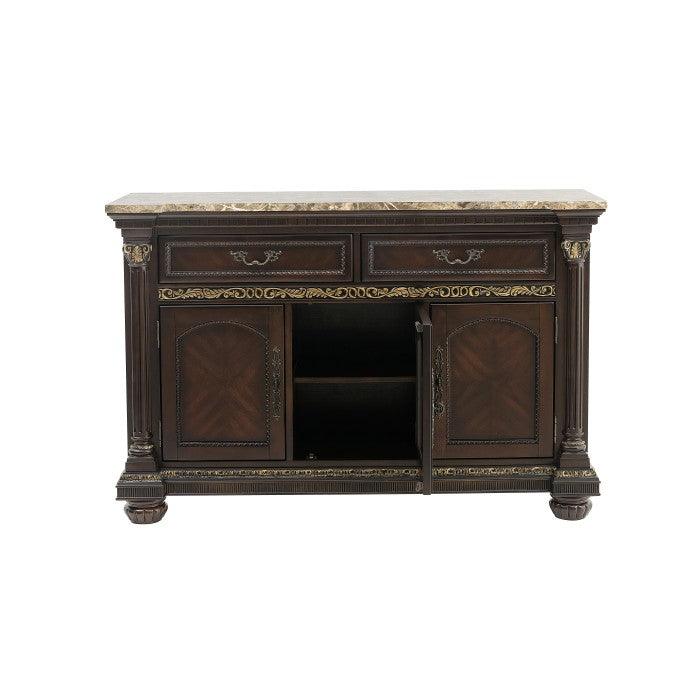 Russian Hill Server With Faux Marble Top In Cherry 1808-40 | Homelegance