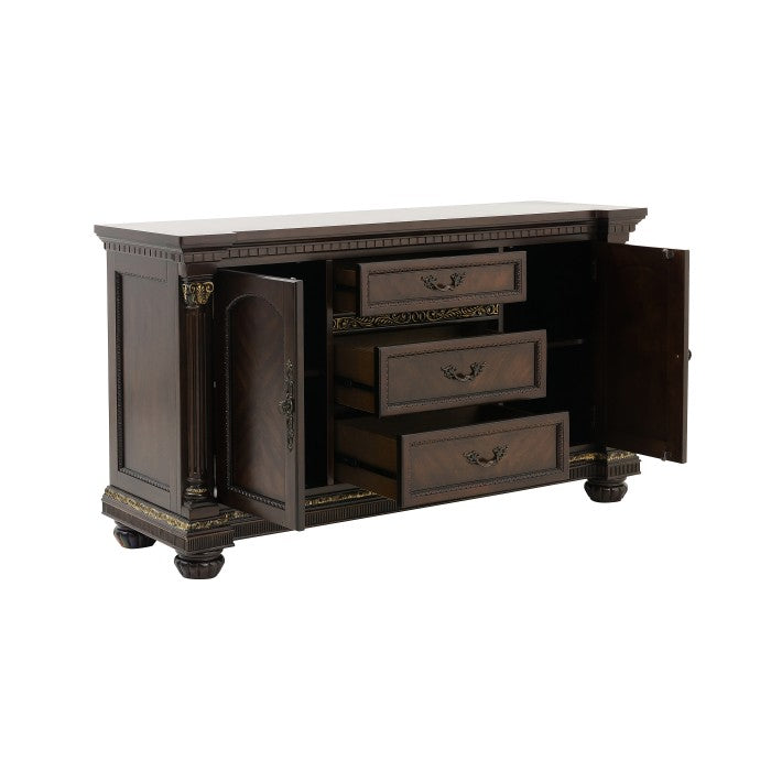 Russian Hill Warm Cherry Buffet & Hutch 1808-50-55 | Homelegance