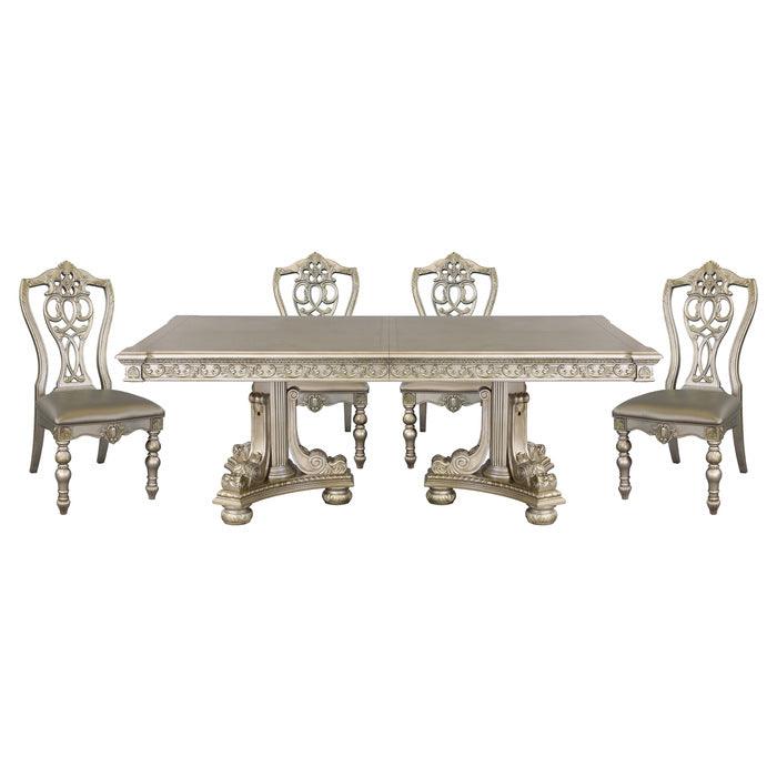 Catalonia Platinum Gold 5 Piece Dining Table Set 1824Pg-112-5Set | Homelegance