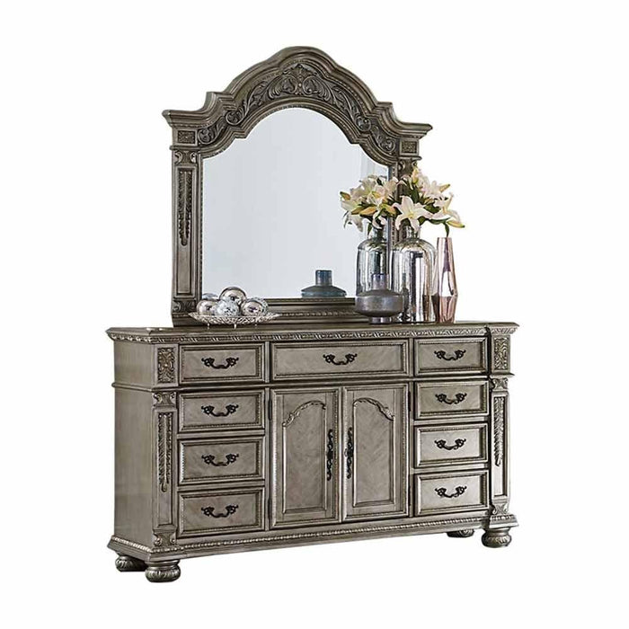 Catalonia Dresser And Mirror In Platinum Gold 1824Pg-5-6 | Homelegance