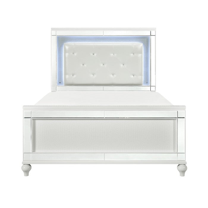 Alonza Bright White Eastern King Bed With Led Lighting 1845Kled-1Ek | Homelegance