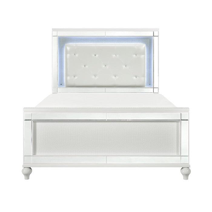 Alonza Bright White Queen Bed With Led Lighting 1845Led-1 | Homelegance