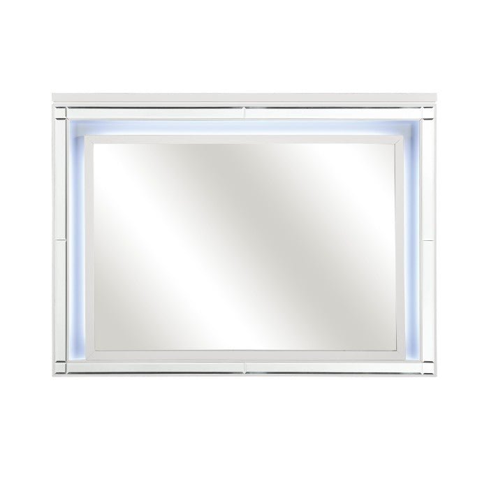 Alonza Bright White Dresser And Mirror Set 1845-5-6 | Homelegance