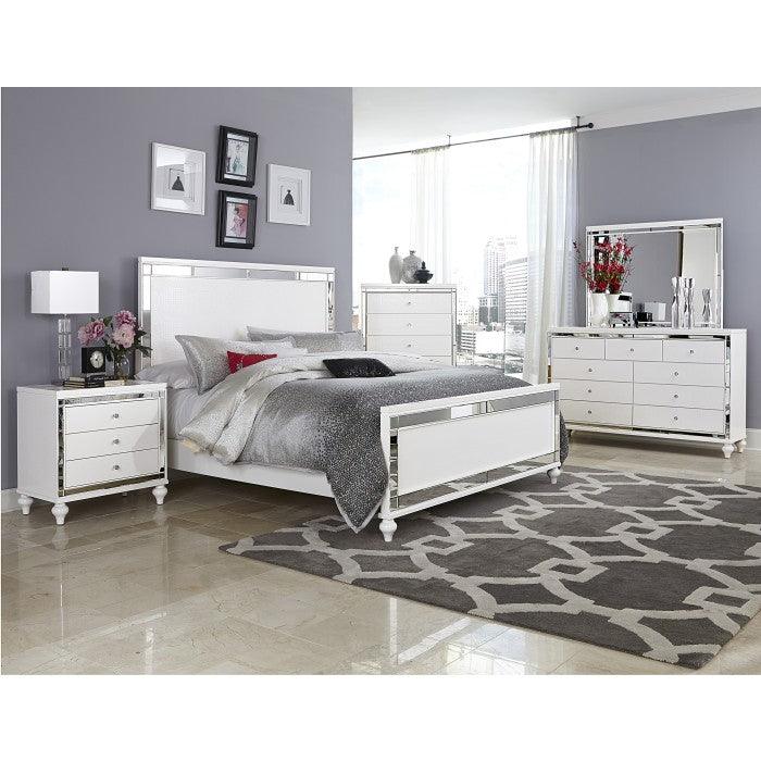 Alonza Bright White 5 Piece Queen Bedroom Set With Led Lighting 1845Led-1-9 | Homelegance
