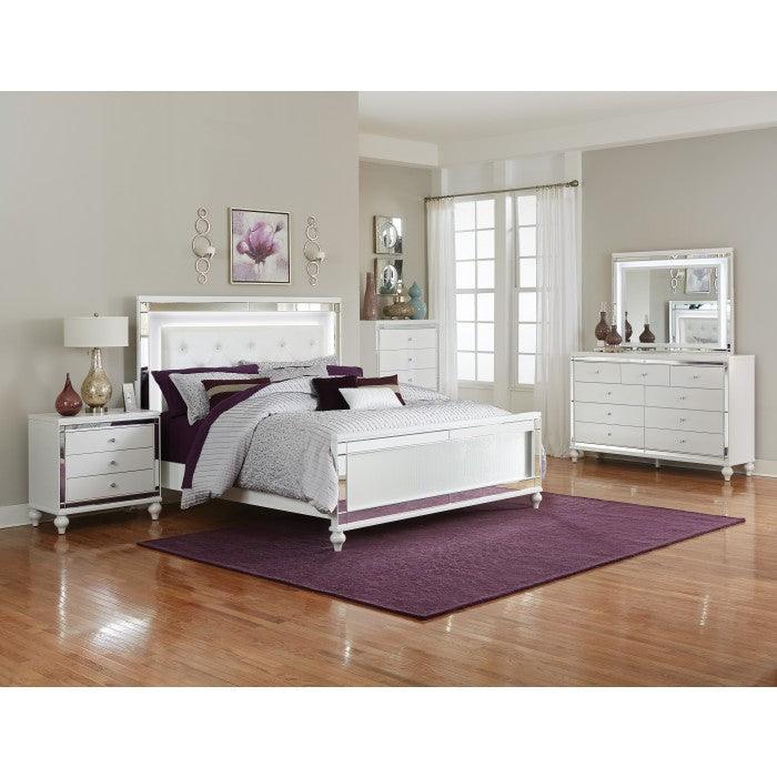 Alonza Bright White Queen Bed With Led Lighting 1845Led-1 | Homelegance