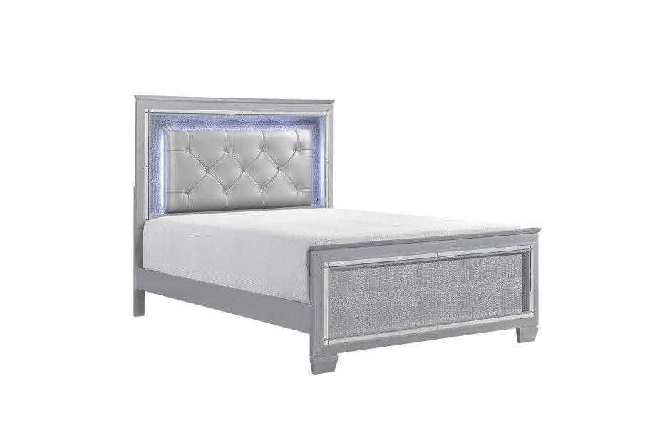 Allura 5 Piece Queen Bedroom Set Silver with LED Lights 1916-1-5 | Homelegance