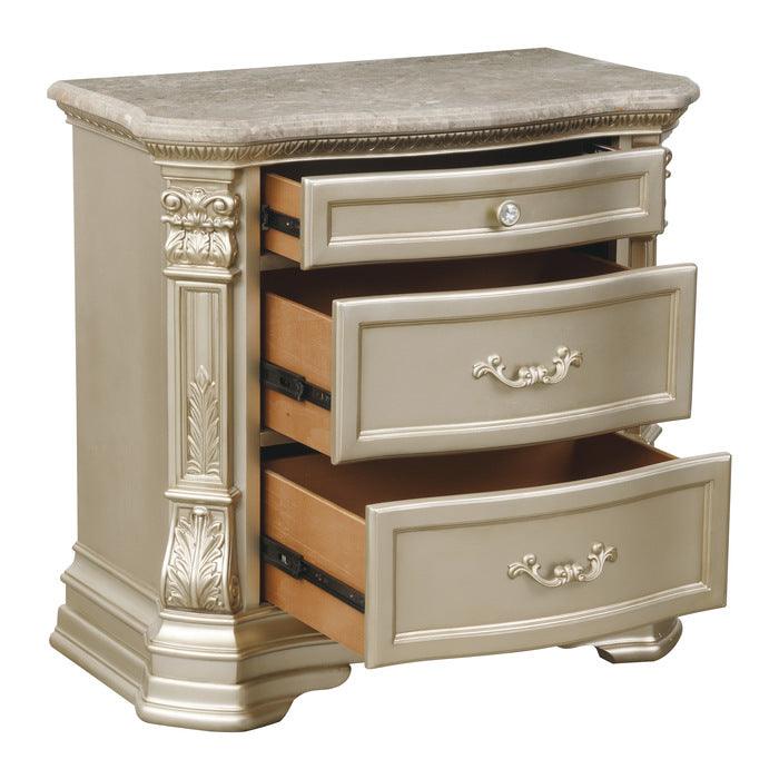 Antoinetta Champagne Nightstand, Marble Top 1919Nc-4 | Homelegance