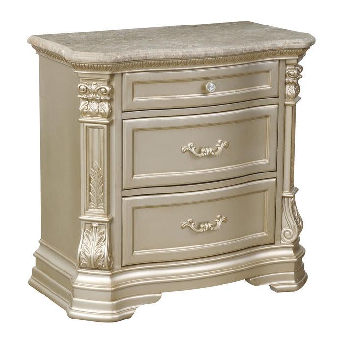 Antoinetta Champagne Nightstand, Marble Top 1919Nc-4 | Homelegance
